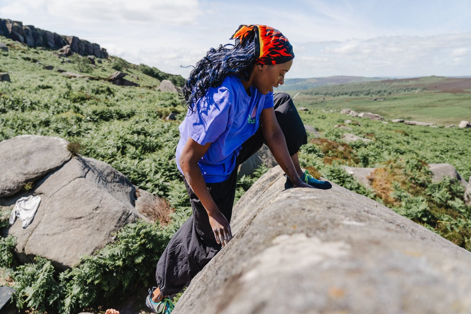 Ife at Wanderers of Colour climbing festival 2024. Photograph Roxanna Barry 2